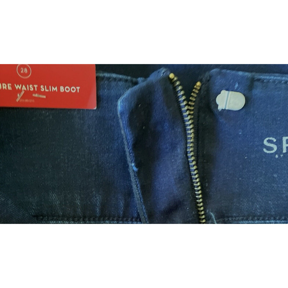 SPANX Signature Waist Slim Boot Cut Jeans Black Back Zipper, sz 28"x33" New - Picture 5 of 8